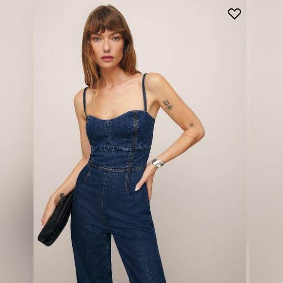 Reformation Daphne Wide Leg Denim Jumpsuit - Picture 2 of 7